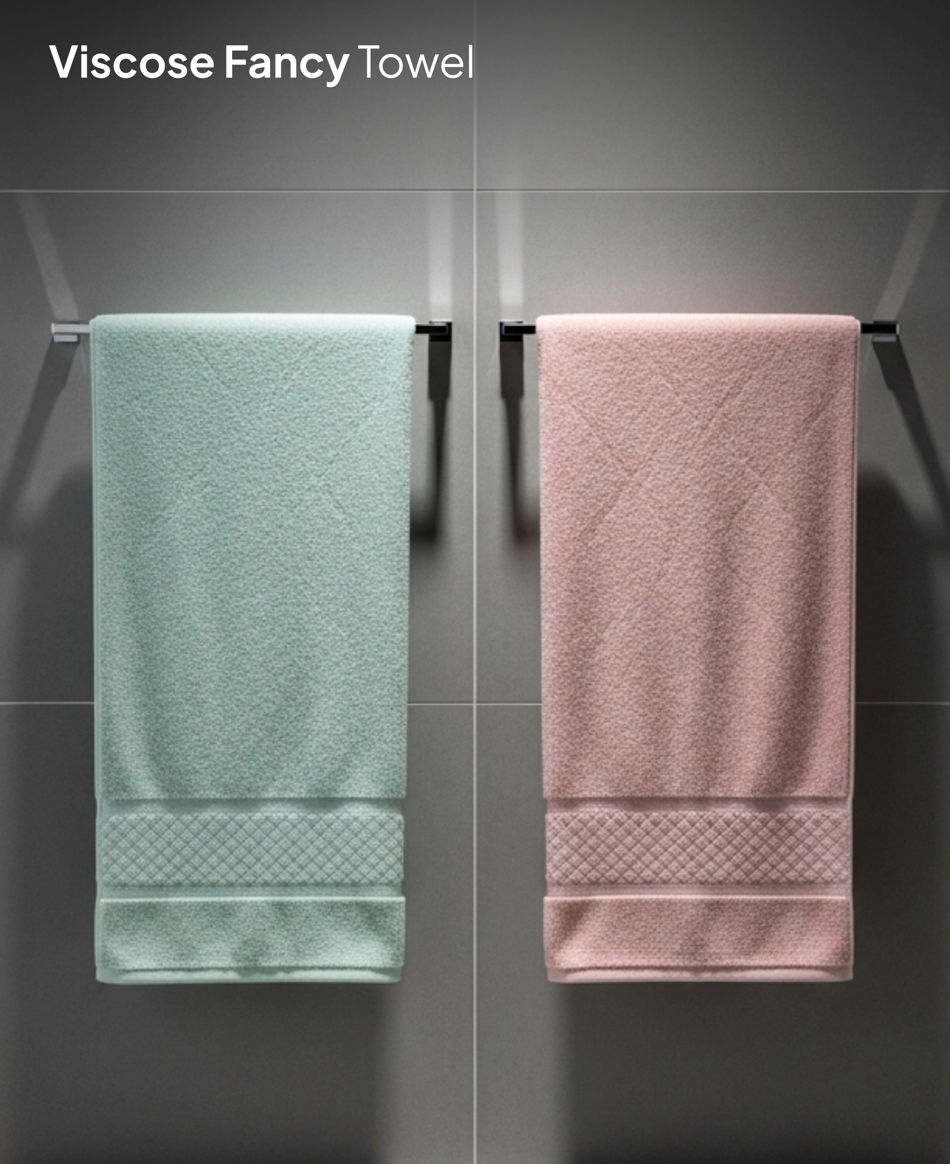 Mint and rose towel on silver bars
